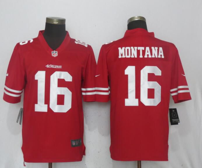 Men San Francisco 49ers #16 Montana Red Vapor Untouchable Limited Player Nike NFL Jerseys->new york jets->NFL Jersey